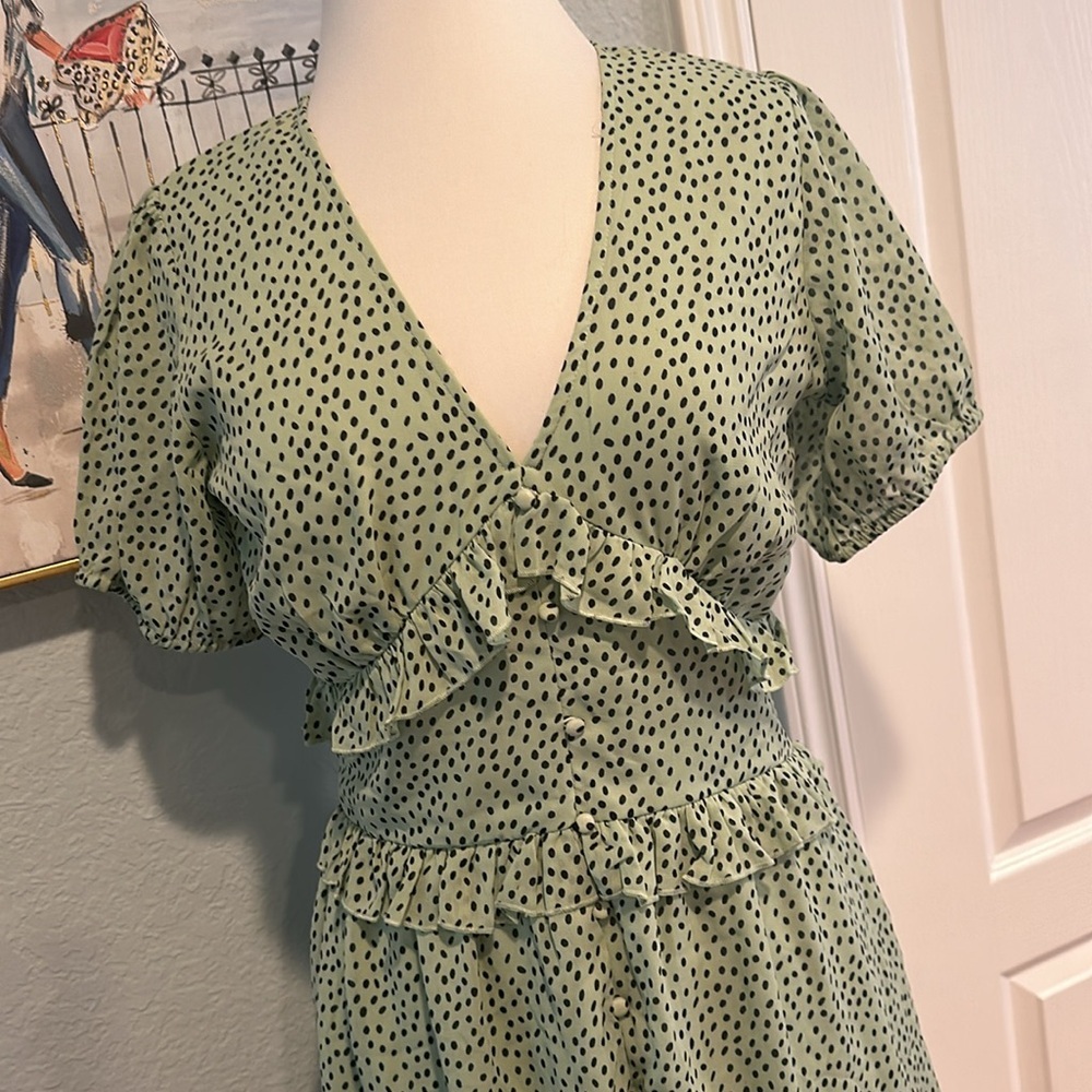 Influence • Mint Green Polkadot Dress • Sz 8 - Picture 2 of 14